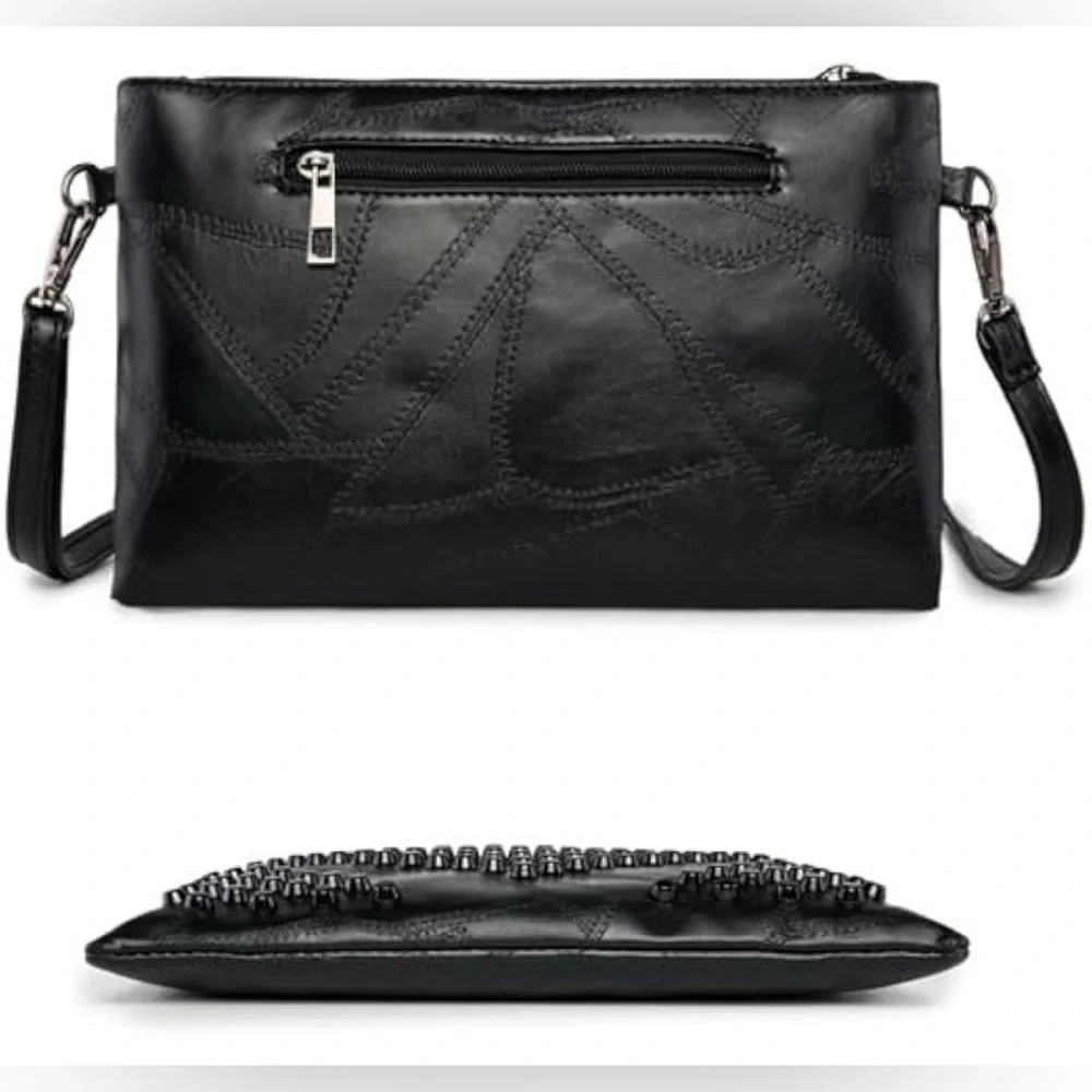 Soft Vegan Leather Studded Black Crossbody | EUC - Picture 6 of 12